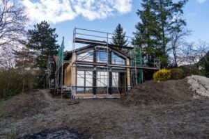 Holzhaus in Rohrbach während der Bauphase