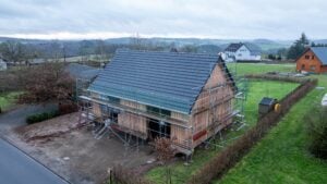 Rohbau in Holzrahmenbauweise in Altscheid aus der Luft