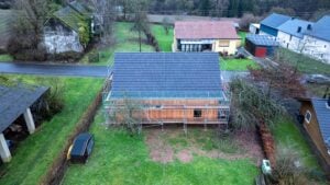 Holzrahmenbau in Altscheid mit Umgebung, Luftaufnahme